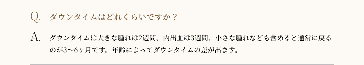 ダウンタイムはどれくらいですか?